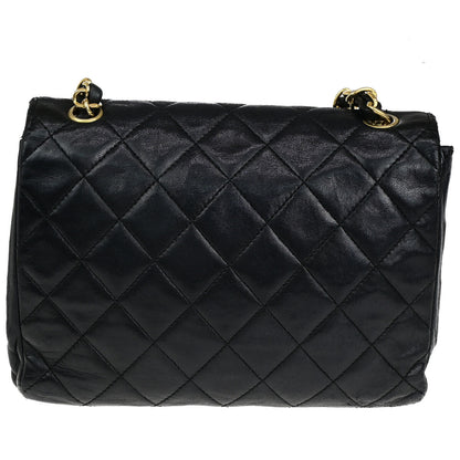 Chanel Vintage Envelope Flap Bag Quilted Lambskin, BLACK, LEATHER, Shoulder bag