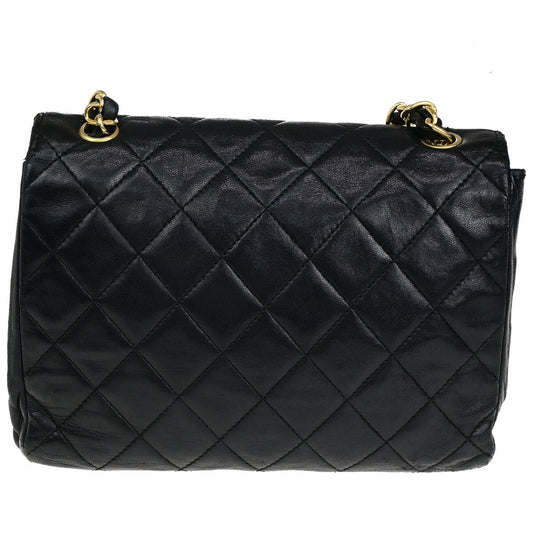 Chanel Vintage Envelope Flap Bag Quilted Lambskin, BLACK, LEATHER, Shoulder bag