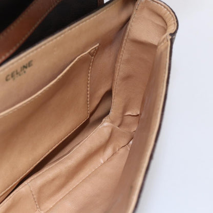 Celine Vintage Macadam Shoulder Bag Canvas and Leather, BROWN, CANVAS, Shoulder bag