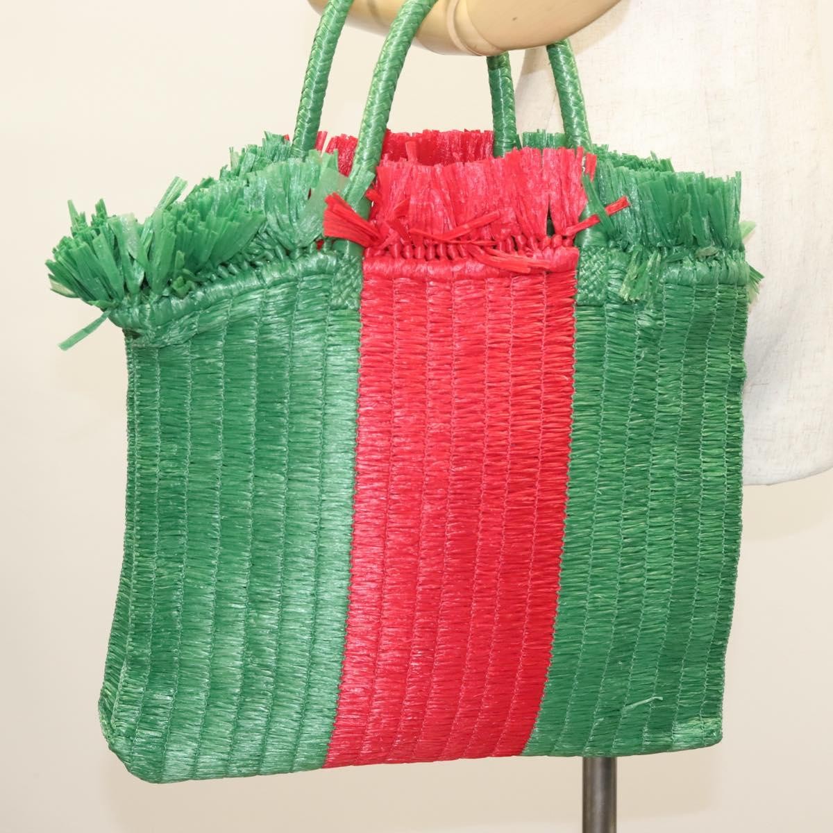 Gucci Cestino Tote Woven Raffia, GREEN, WICKER, Tote bag