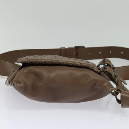 Bottega Veneta Zip Pocket Waist Bag Leather with Intrecciato, BROWN, LEATHER, Clutche & pouche