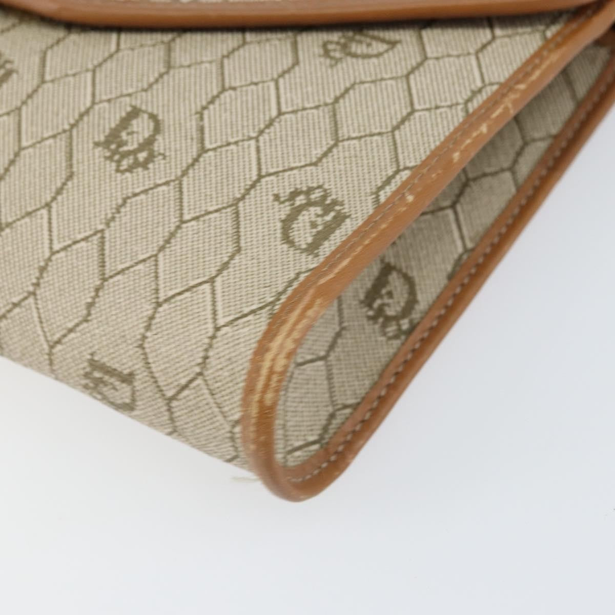 Christian Dior Vintage Honeycomb chain Canvas, BEIGE, CANVAS, Shoulder bag