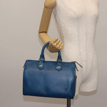 Louis Vuitton Speedy Handbag Epi Leather, BLUE, LEATHER, Handbag