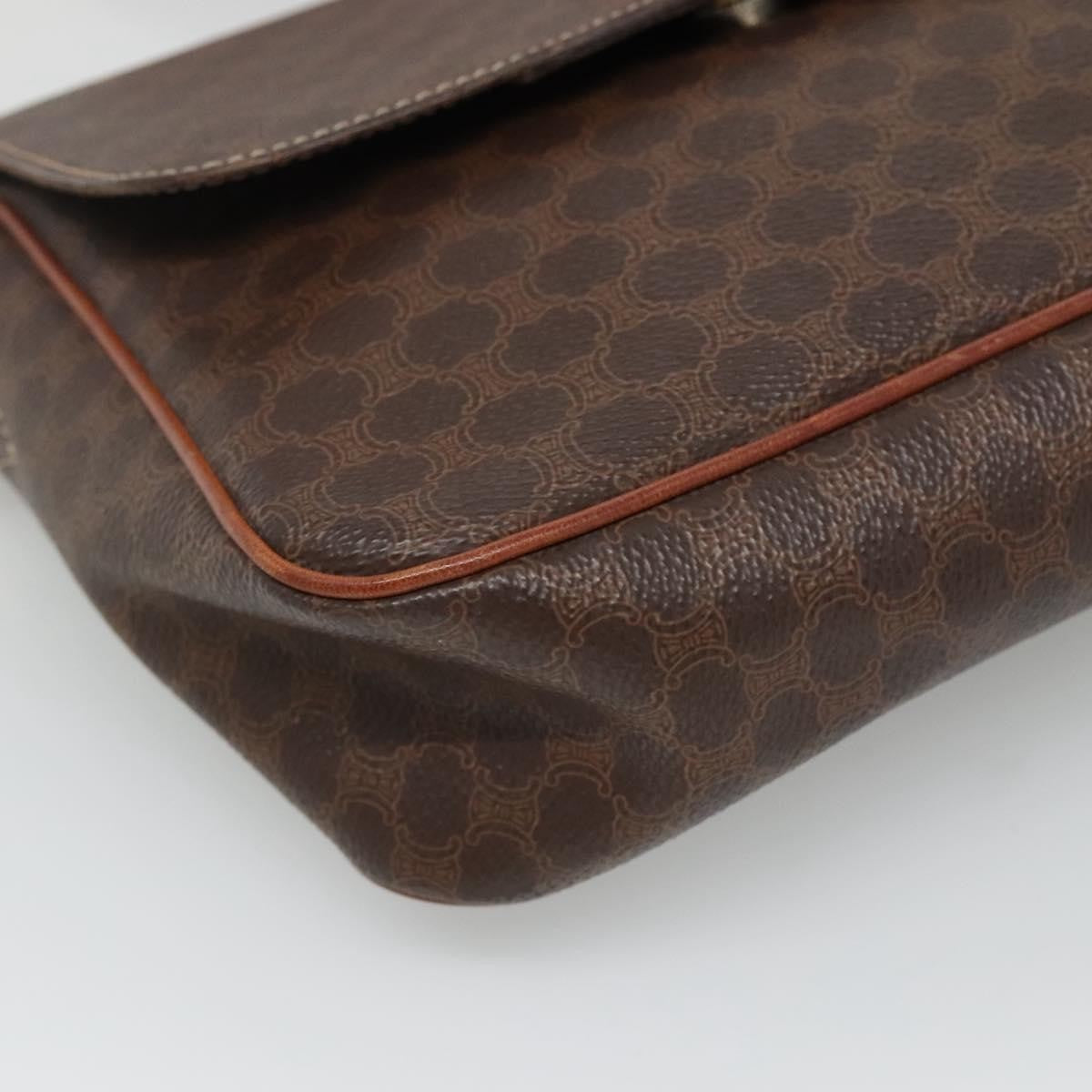 Celine Vintage Macadam Shoulder Bag Canvas and Leather, BROWN, CANVAS, Shoulder bag