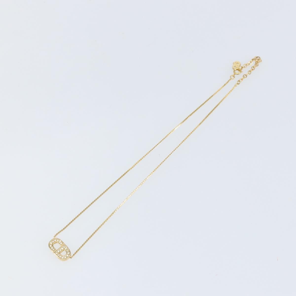 Christian Dior CD Pendant Necklace Metal and Crystals, GOLD, METAL, Necklace