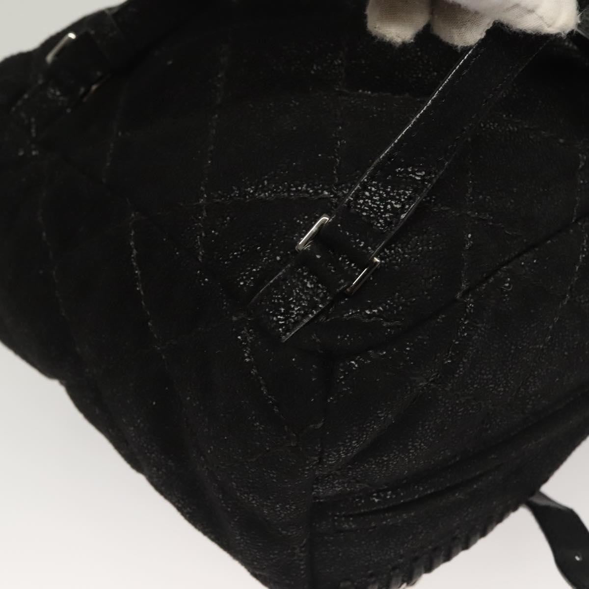 Stella McCartney Falabella Flap Pocket Backpack Shaggy Deer, BLACK, SUEDE, Backpack