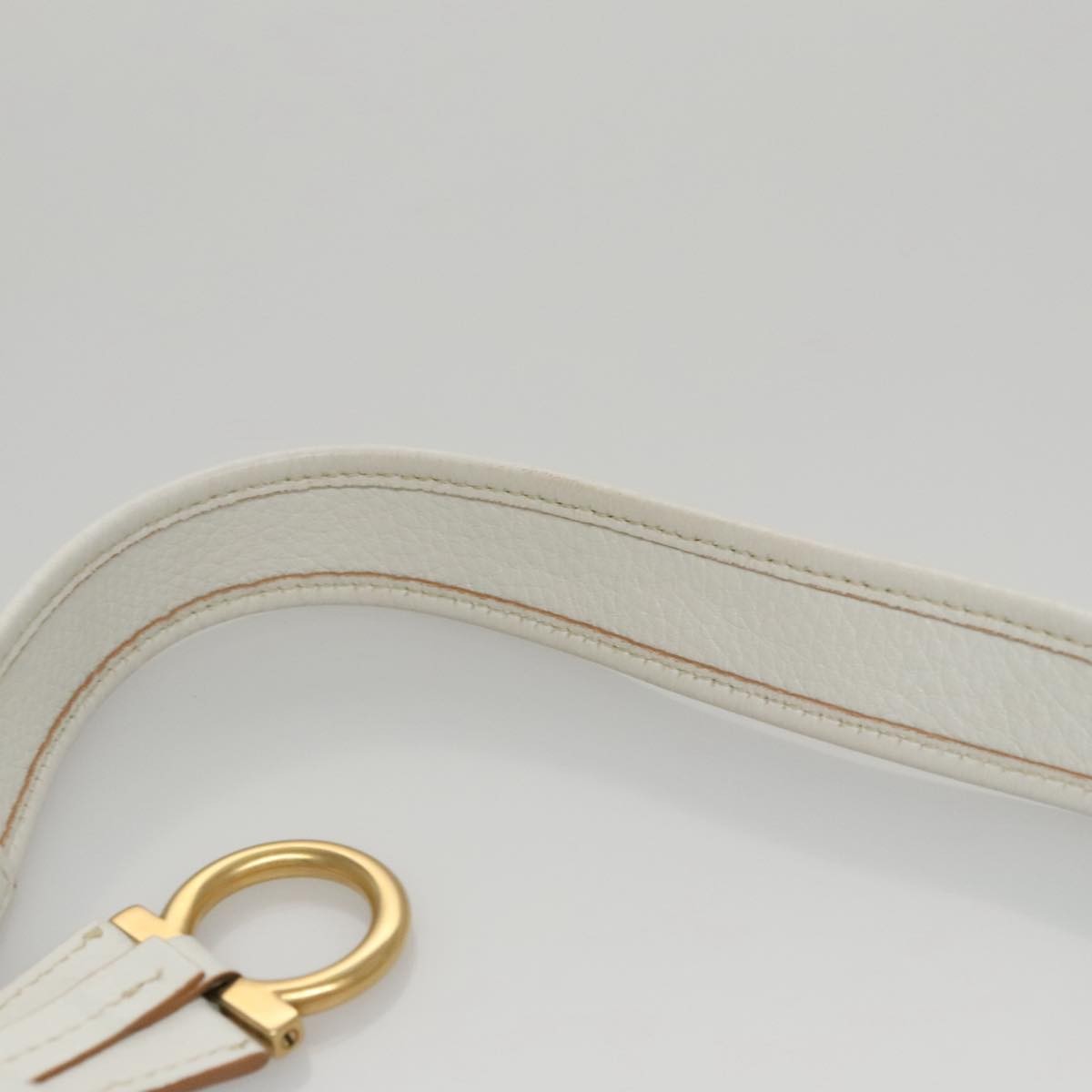 Salvatore Ferragamo Gancini Shoulder Bag Leather, WHITE, LEATHER, Shoulder bag