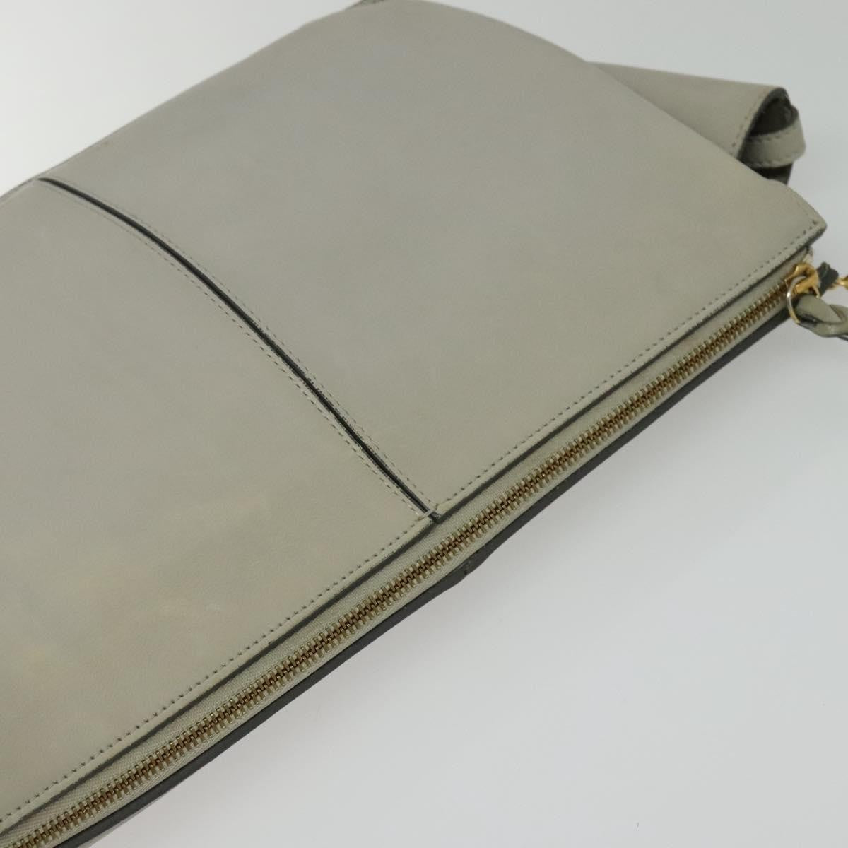 Celine Tri-Fold Clutch on Chain Smooth Leather, GRAY, LEATHER, Shoulder bag