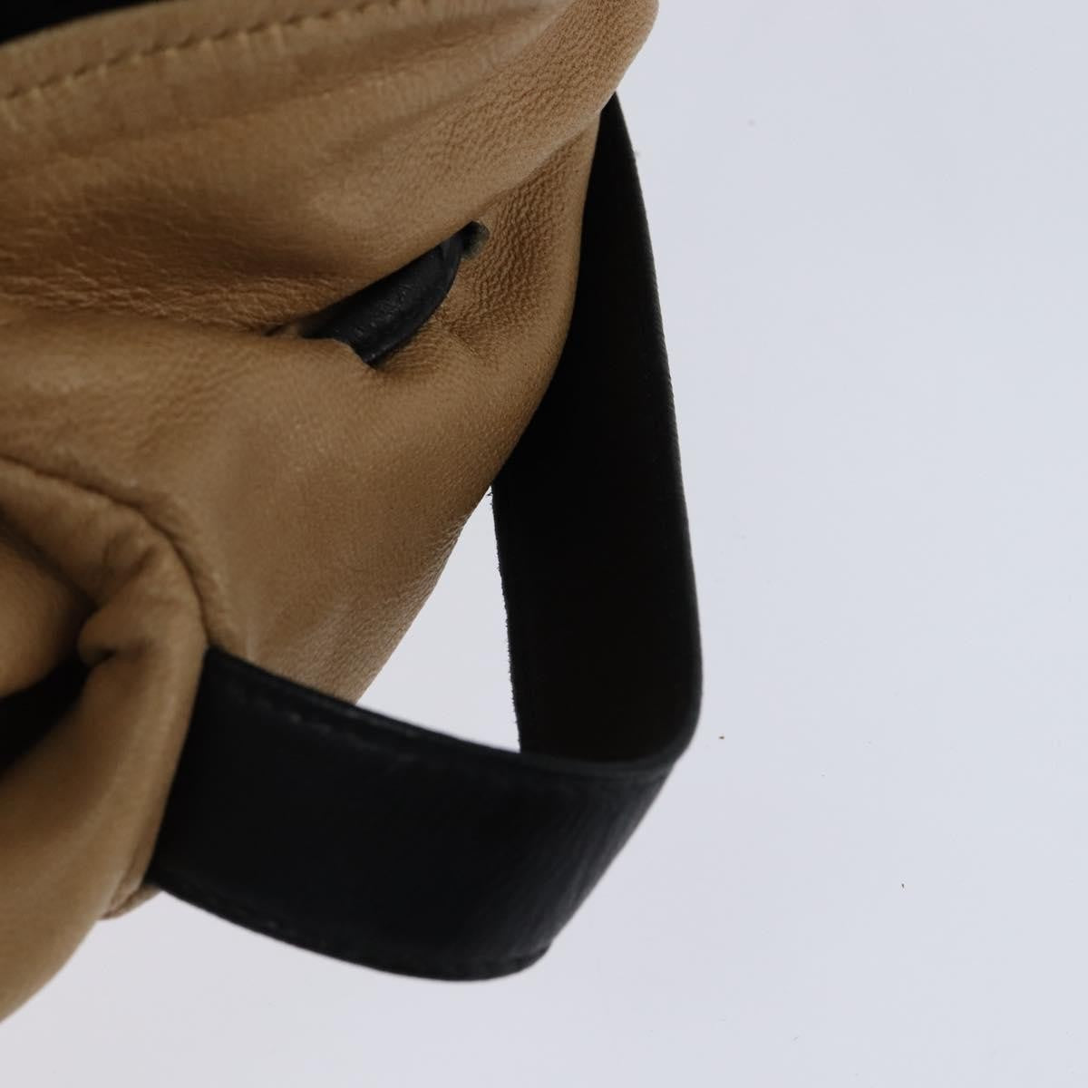 Chanel Vintage Drawstring Pouch Leather, BEIGE, LEATHER, Clutche & pouche