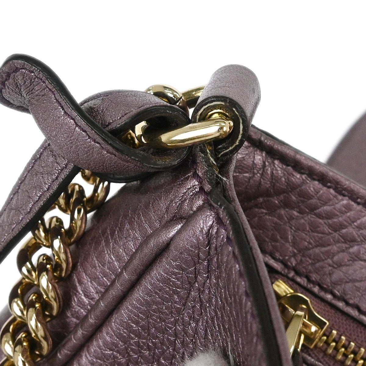 Gucci Soho Chain Crossbody Bag Leather, PURPLE, LEATHER, Shoulder bag