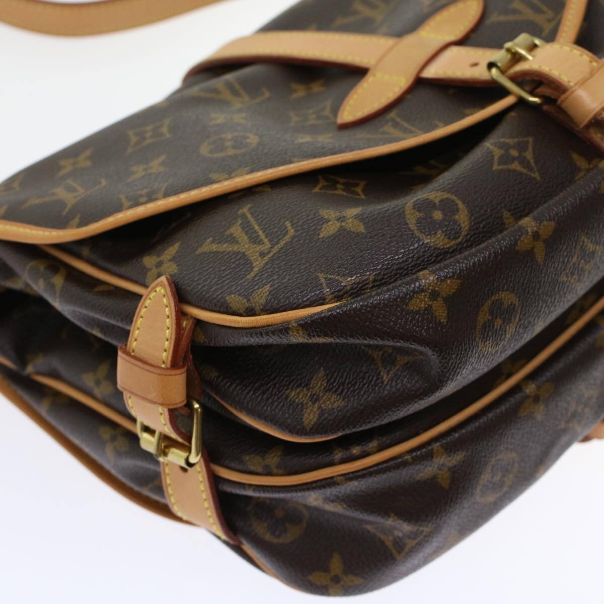 Louis Vuitton Saumur Handbag Monogram Canvas, BROWN, CANVAS, Shoulder bag