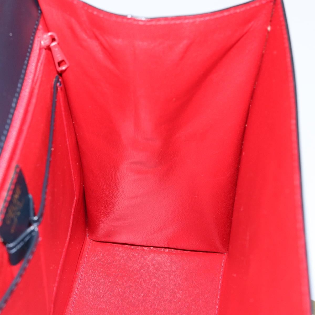 Celine Circle Logo Handbag Leather, NAVY, LEATHER, Handbag