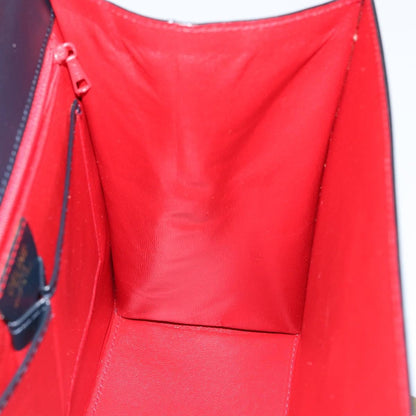 Celine Circle Logo Handbag Leather, NAVY, LEATHER, Handbag