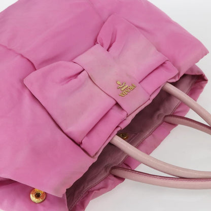 Prada Bow Tote Tessuto with Leather, PINK, NYLON, Tote bag