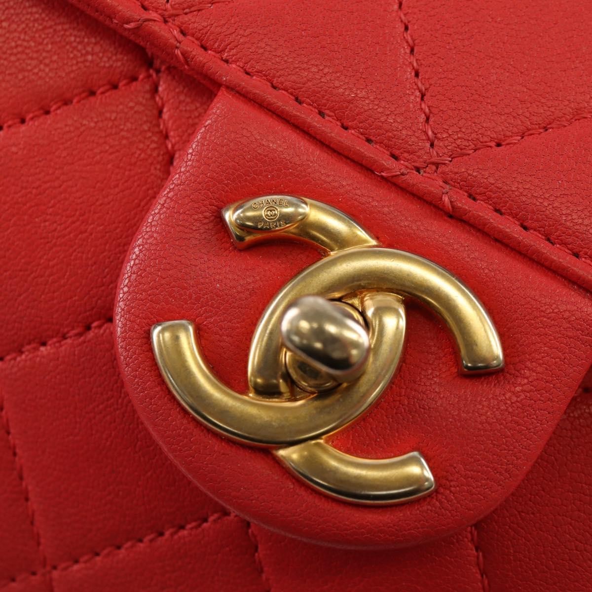 Chanel Pearl Chain Flap Bag Quilted Lambskin, RED, CALFSKIN, Clutche & pouche