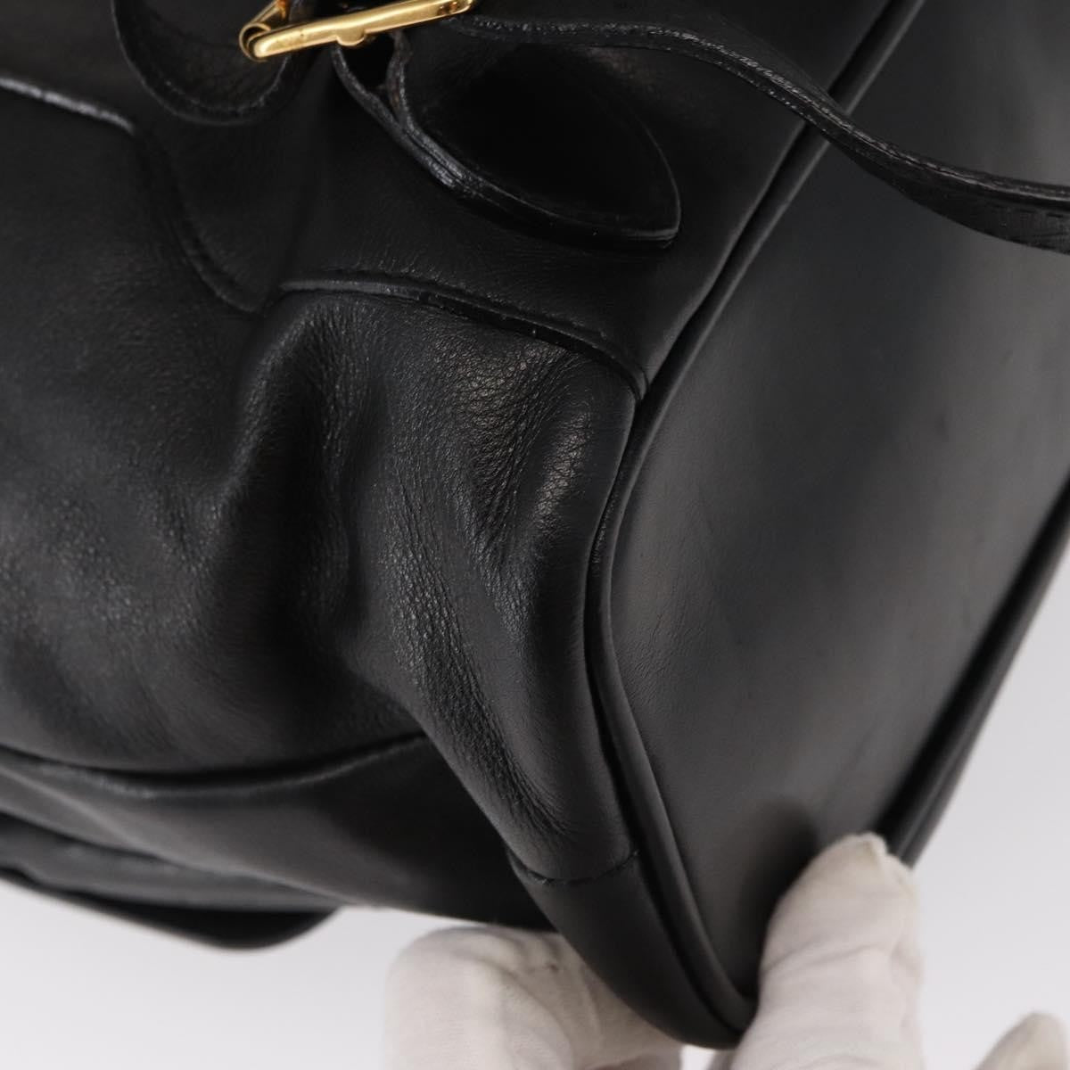 Gucci Vintage Bamboo Backpack Leather, BLACK, LEATHER, Backpack