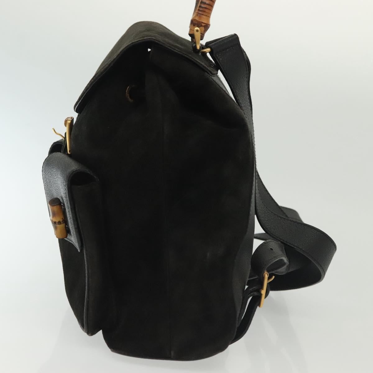 Gucci Bamboo Tassel Backpack Suede, BLACK, SUEDE, Backpack