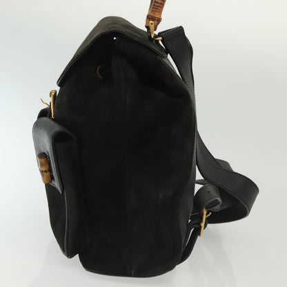 Gucci Bamboo Tassel Backpack Suede, BLACK, SUEDE, Backpack