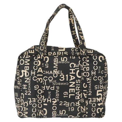 Chanel Boston Zip Tote Quilted Canvas, BLACK, CANVAS, Tote bag