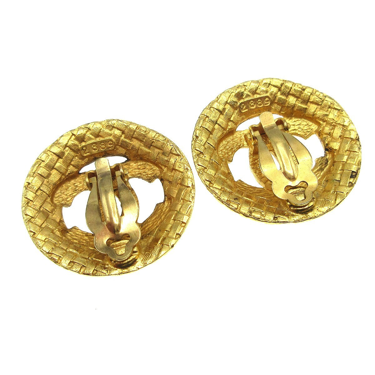 Chanel CC Button Clip-On Earrings Metal, GOLD, GOLD_PLATED, Earrings