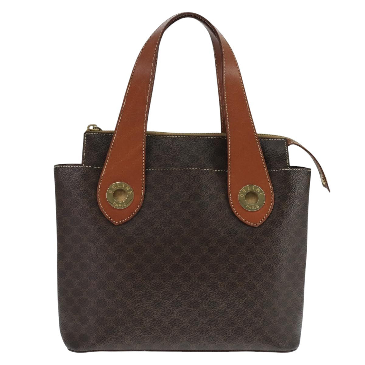 Celine Macadam Handbag Macadam with leather, BROWN, CANVAS, Handbag