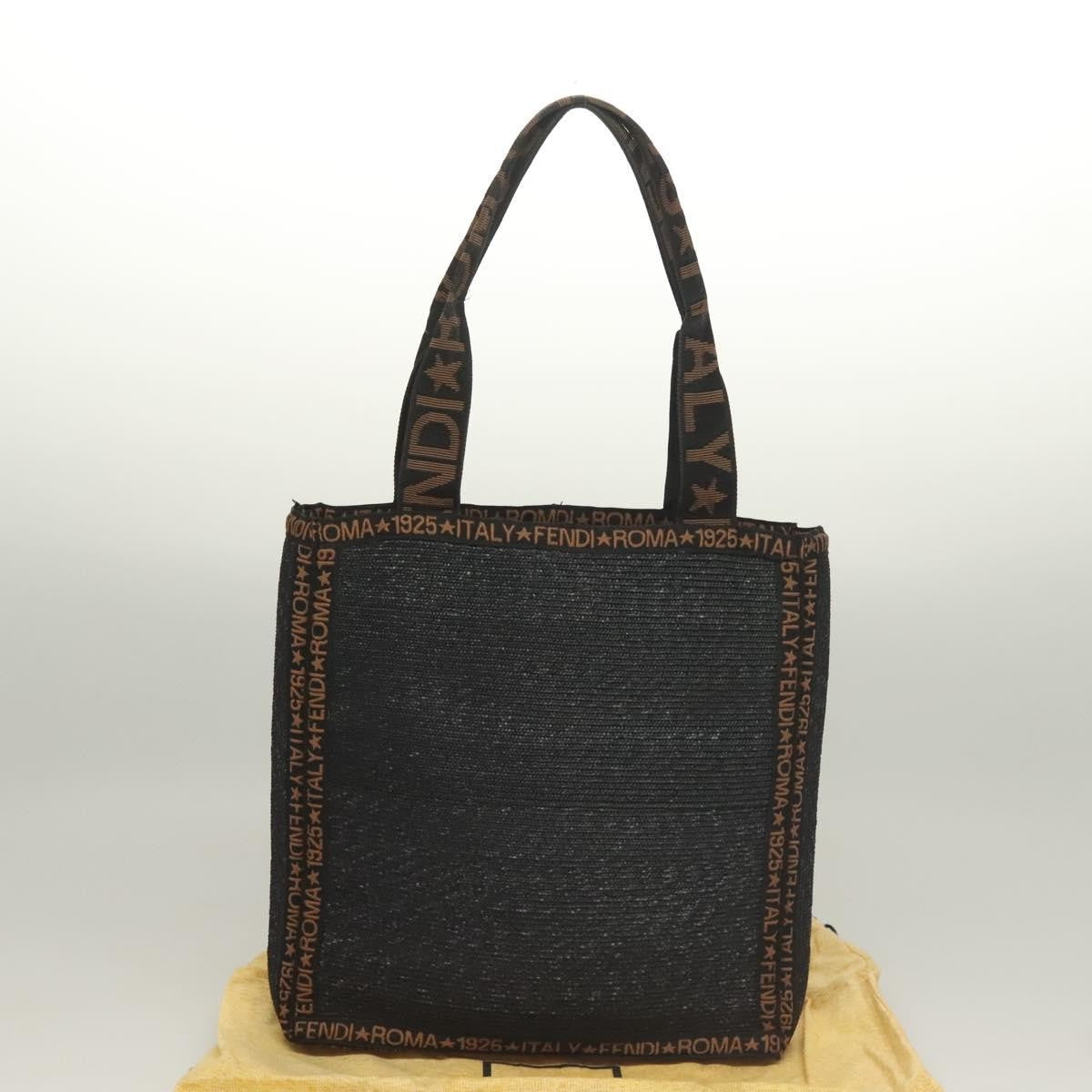 Fendi Zucca Tote bag Straw, BLACK, WOOD, Tote bag