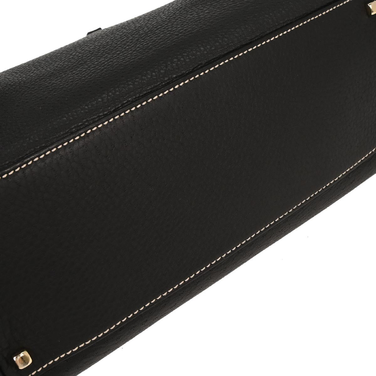 Salvatore Ferragamo Gancini handbag Leather, BLACK, LEATHER, Handbag