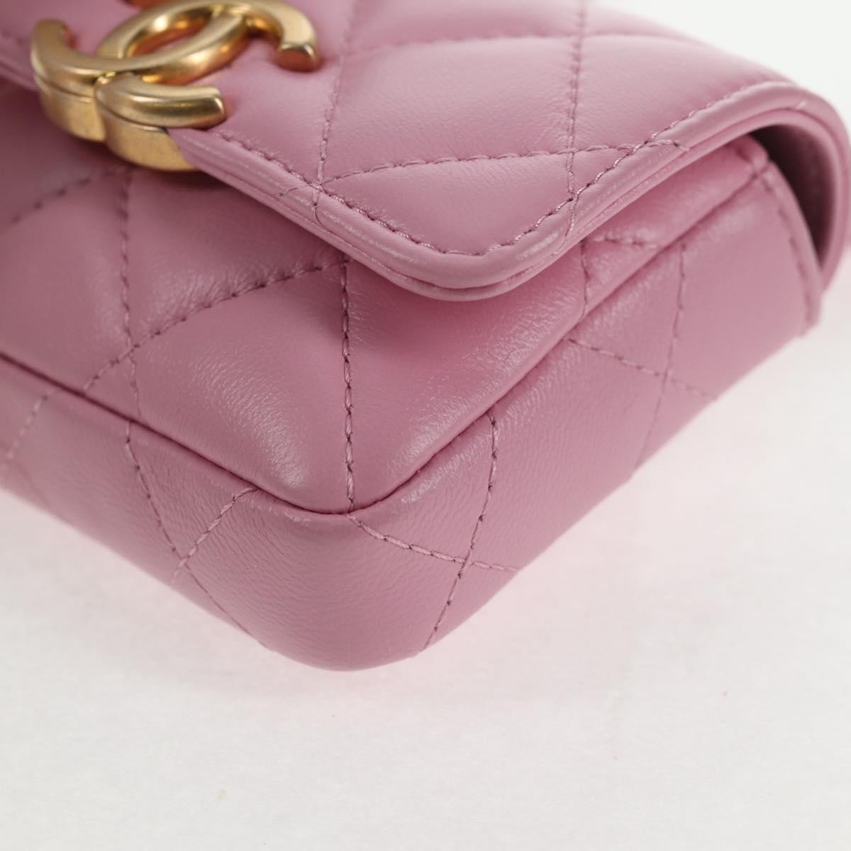 Chanel Flat CC Crossbody Bag Leather, PINK, LEATHER, Crossbody bag