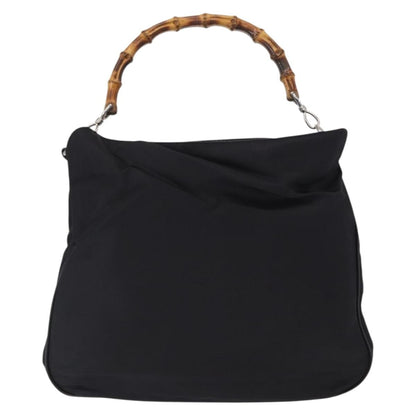 Gucci Vintage Bamboo Shoulder Bag Nylon, BLACK, CANVAS, Shoulder bag