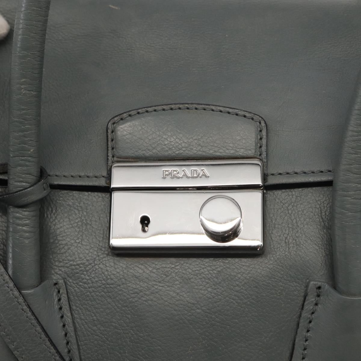 Prada Twin Pocket Lock Flap Tote Glace Calf, GRAY, LEATHER, Tote bag
