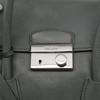 Prada Twin Pocket Lock Flap Tote Glace Calf, GRAY, LEATHER, Tote bag
