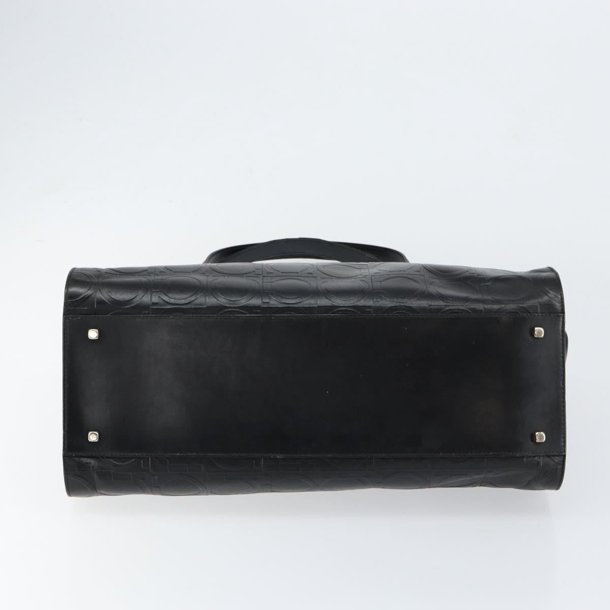 Salvatore Ferragamo Gancini Tote Leather, BLACK, LEATHER, Tote bag