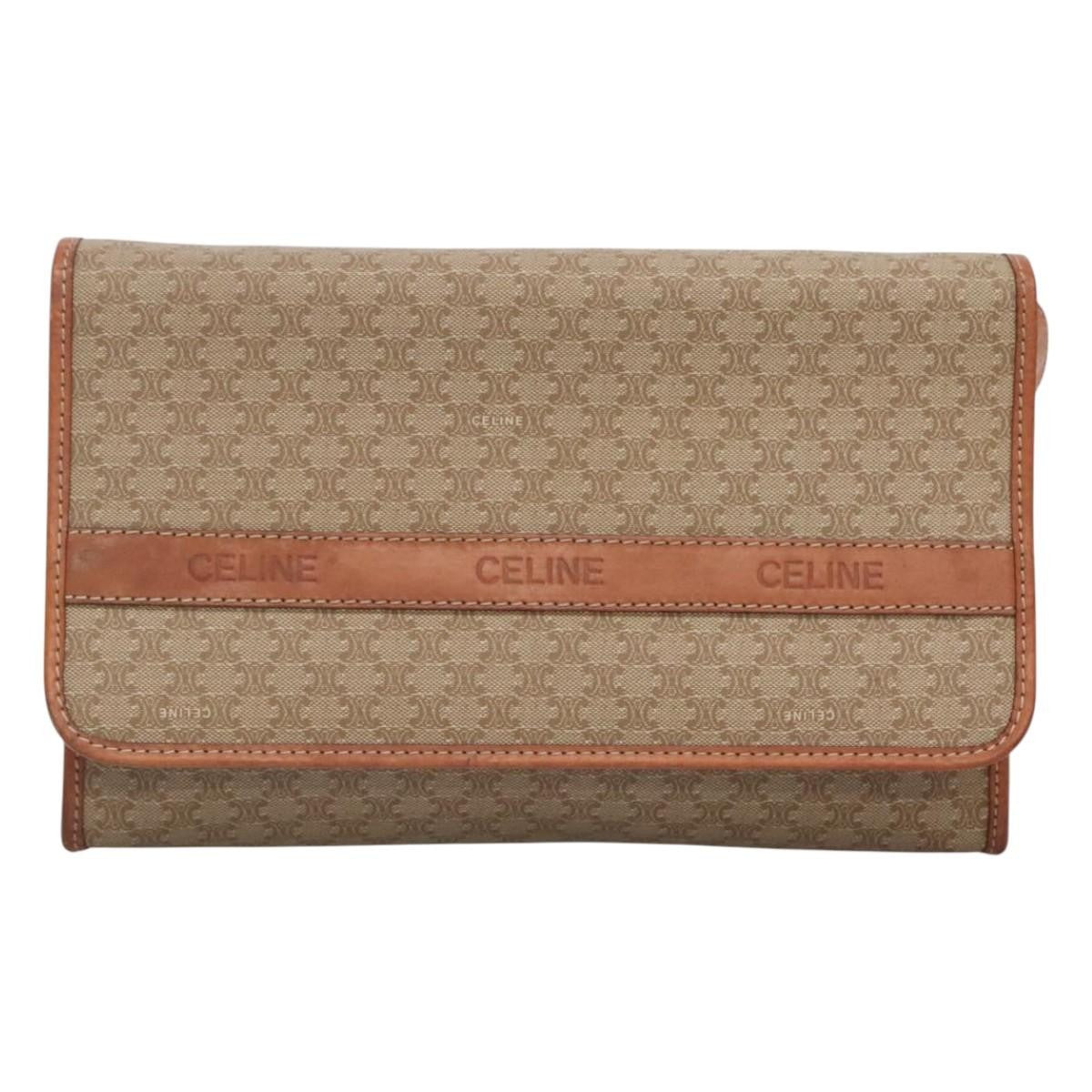 Celine Macadam Shoulder Bag PVC Leather, BEIGE, CANVAS, Shoulder bag