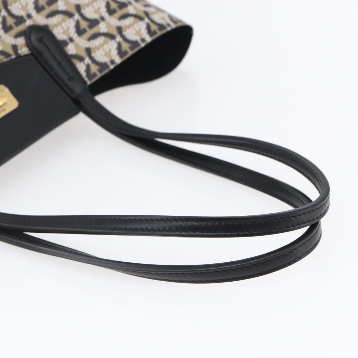 Salvatore Ferragamo Gancini Travel Tote Gancini Jacquard, BEIGE, CANVAS, Tote bag