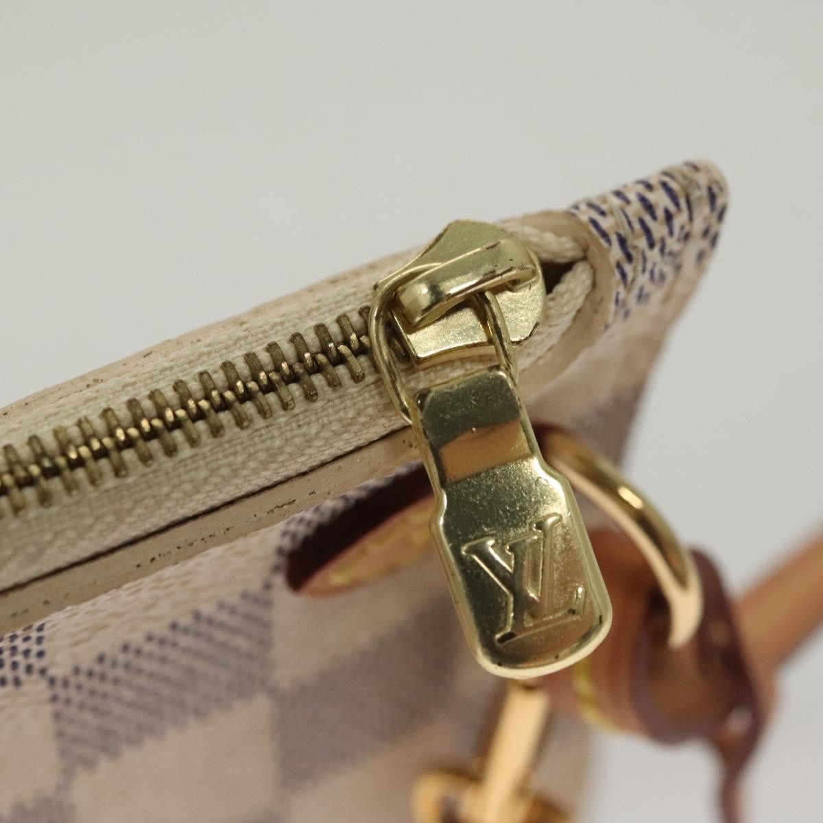 Louis Vuitton Neverfull Pochette Damier, WHITE, CANVAS, Tote bag