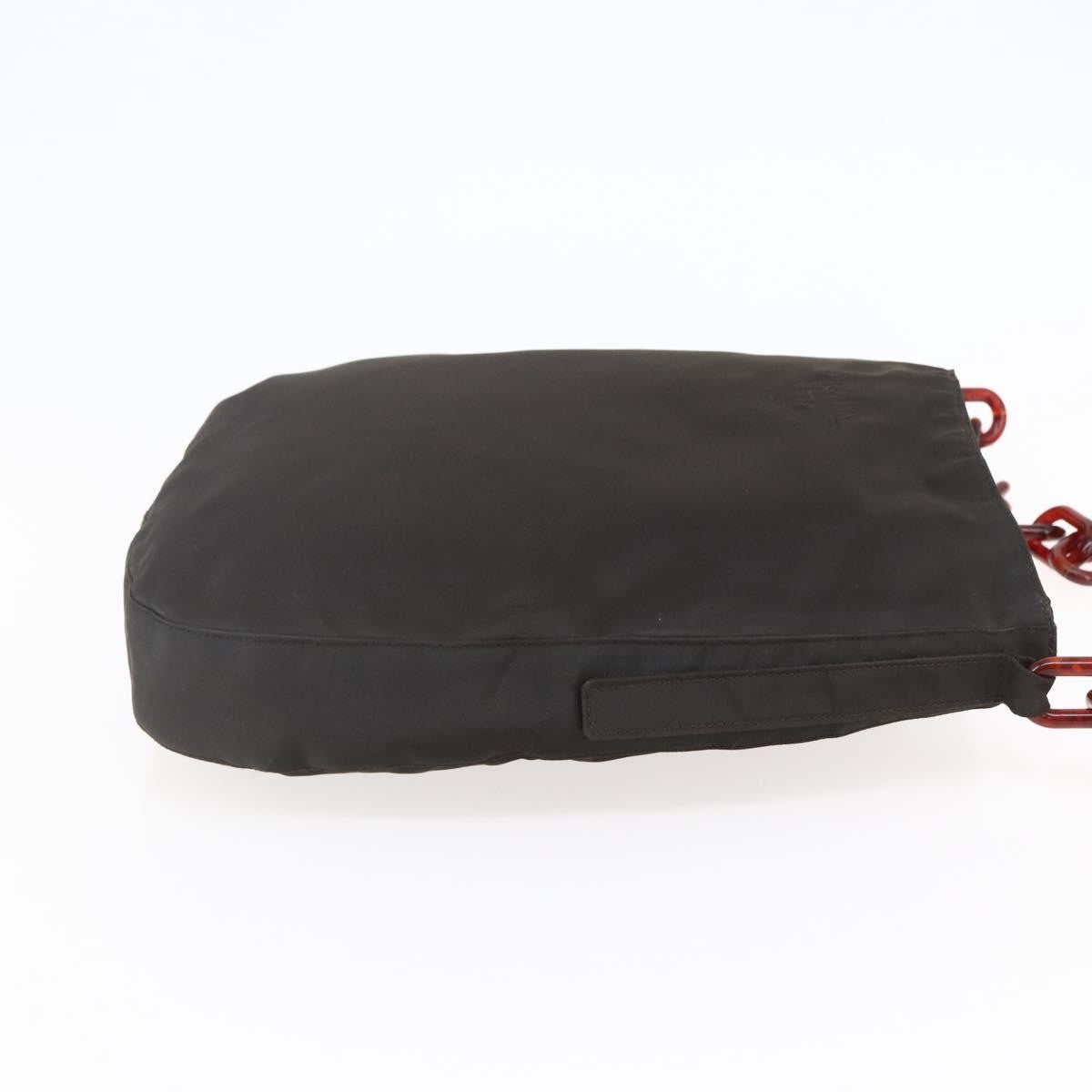 Prada Resin chain shoulder bag Nylon, BROWN, NYLON, Shoulder bag