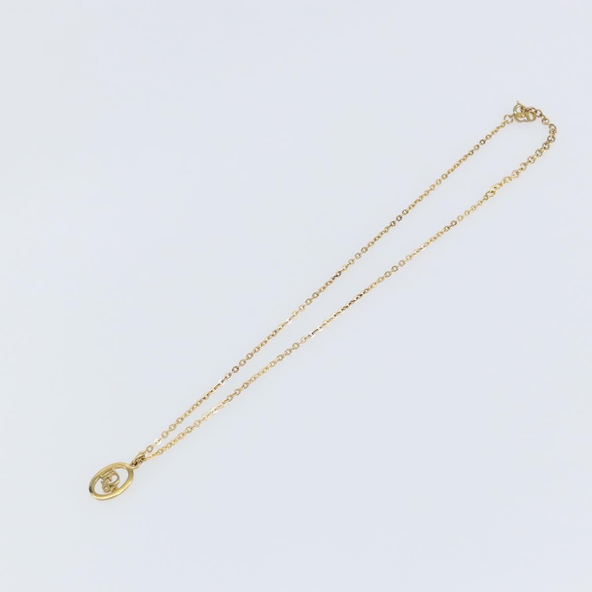 Christian Dior Round Logo Pendant Necklace Metal, GOLD, METAL, Necklace