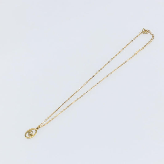 Christian Dior Round Logo Pendant Necklace Metal, GOLD, METAL, Necklace