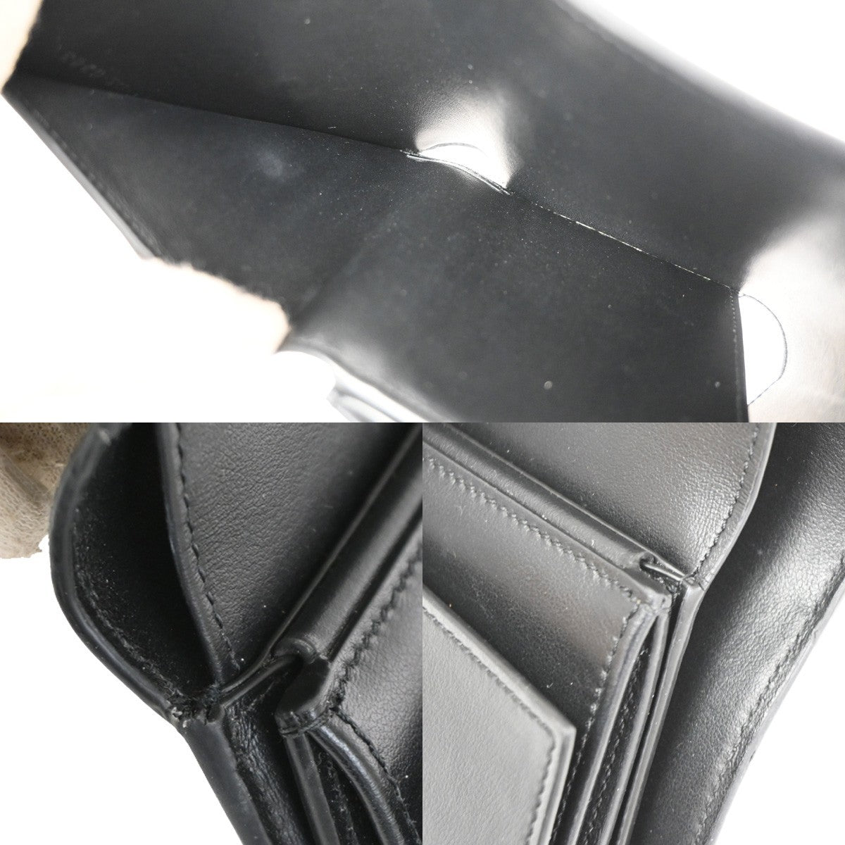 Celine Triomphe Trifold Wallet Leather, BLACK, LEATHER, Wallets