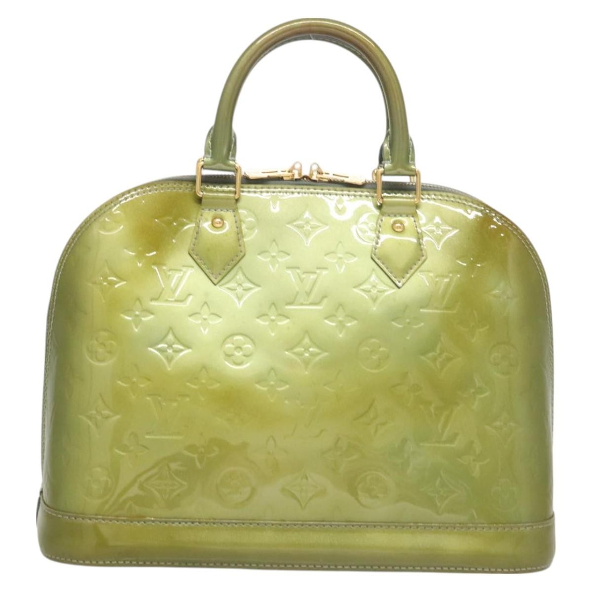 Louis Vuitton Alma Handbag Monogram Vernis, GREEN, PATENT_LEATHER, Handbag