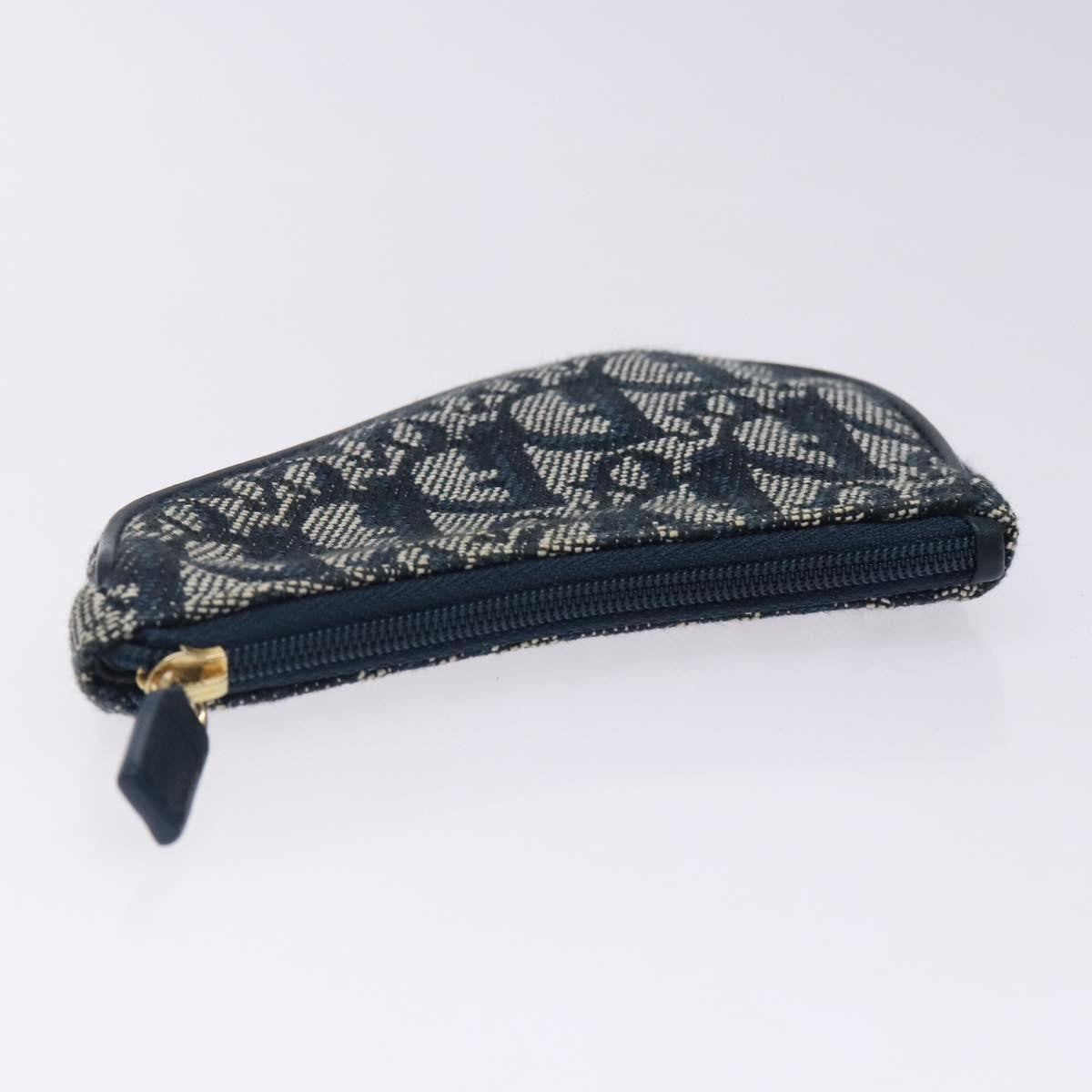Christian Dior Vintage Saddle Zip Coin Purse Diorissimo Canvas, NAVY, CANVAS, Clutche & pouche