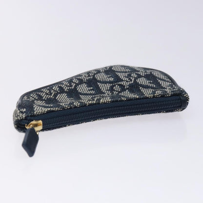 Christian Dior Vintage Saddle Zip Coin Purse Diorissimo Canvas, NAVY, CANVAS, Clutche & pouche