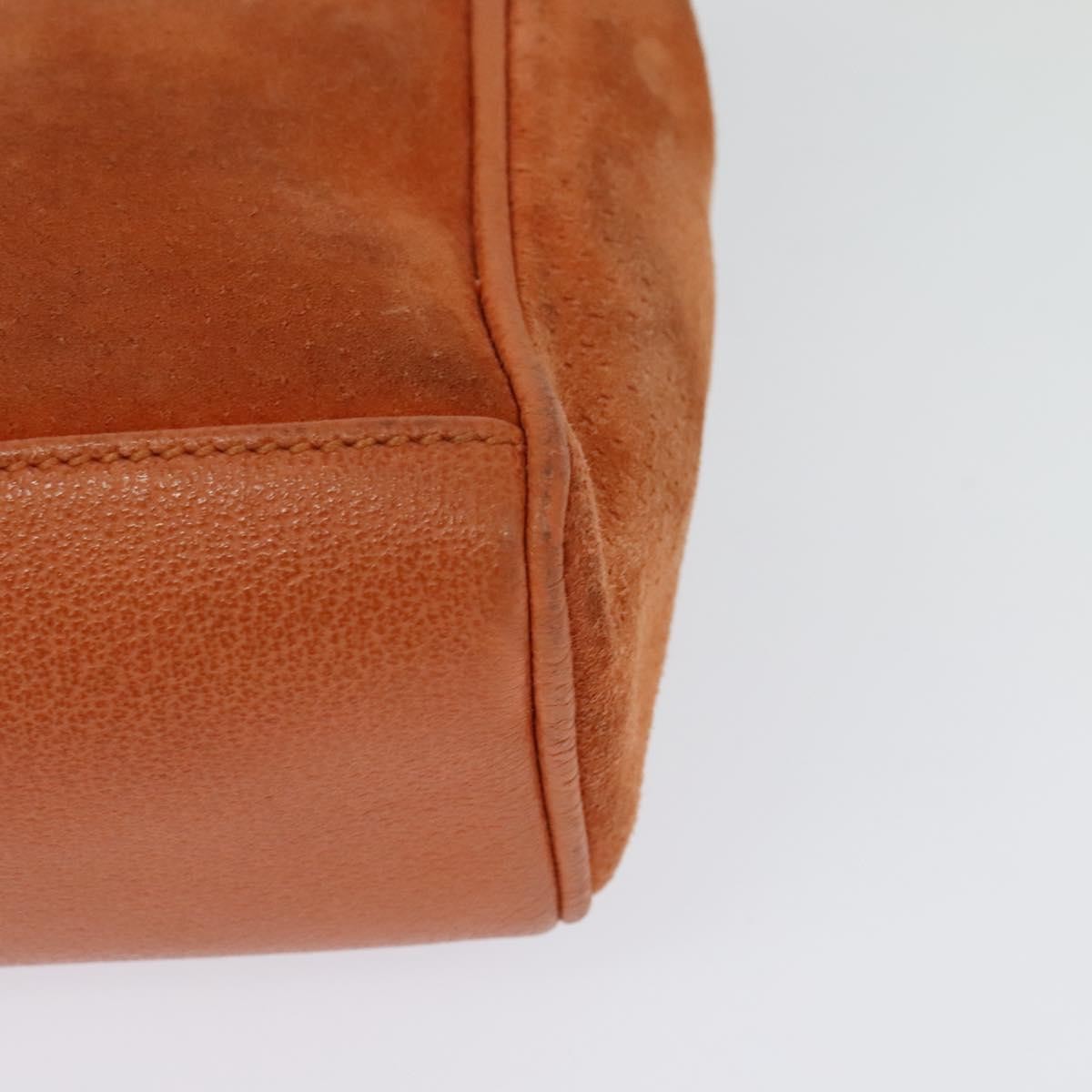 Gucci Vintage Bamboo Front Pocket Tote Suede, ORANGE, SUEDE, Tote bag