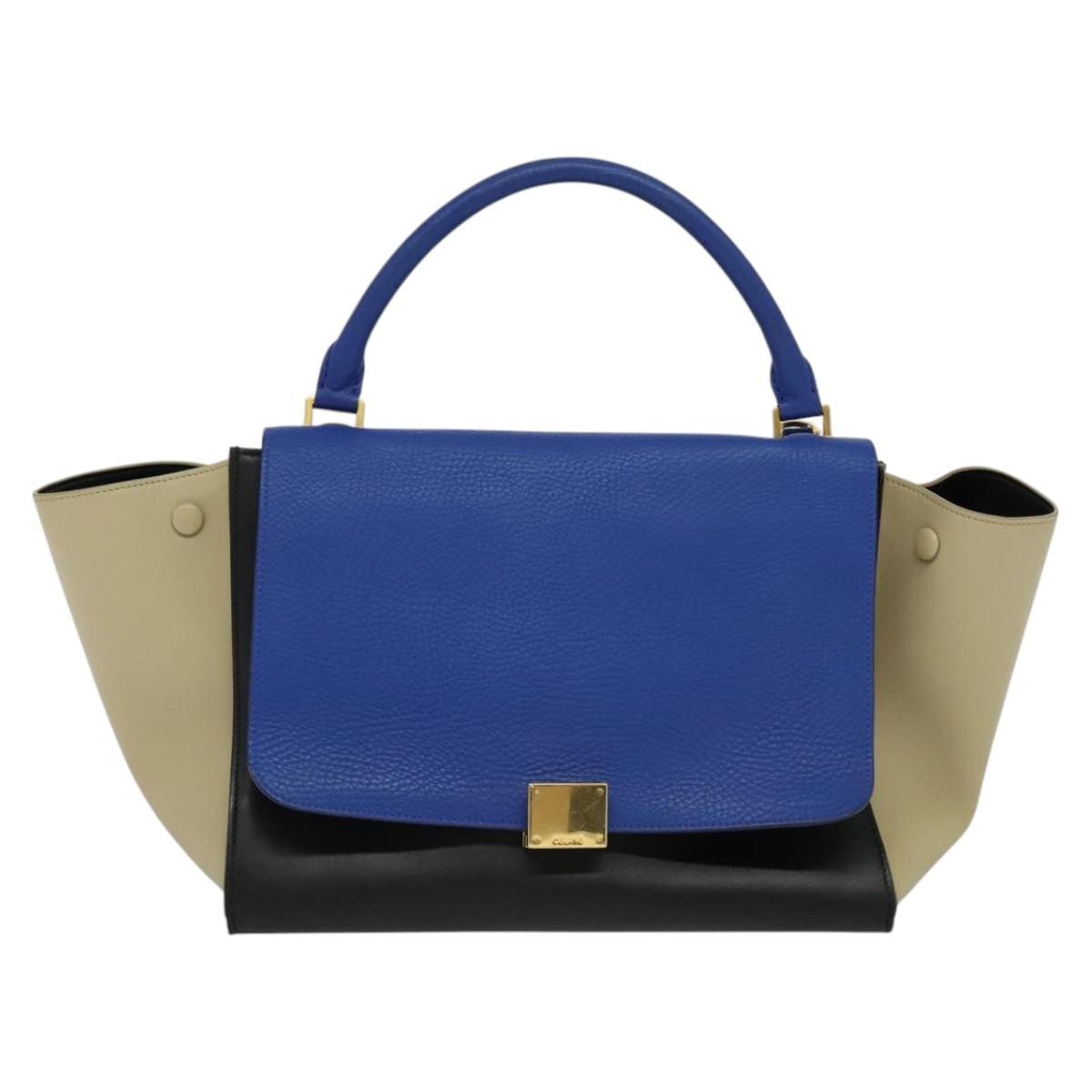 Celine Trapeze Bag Leather, BLUE, LEATHER, Handbag