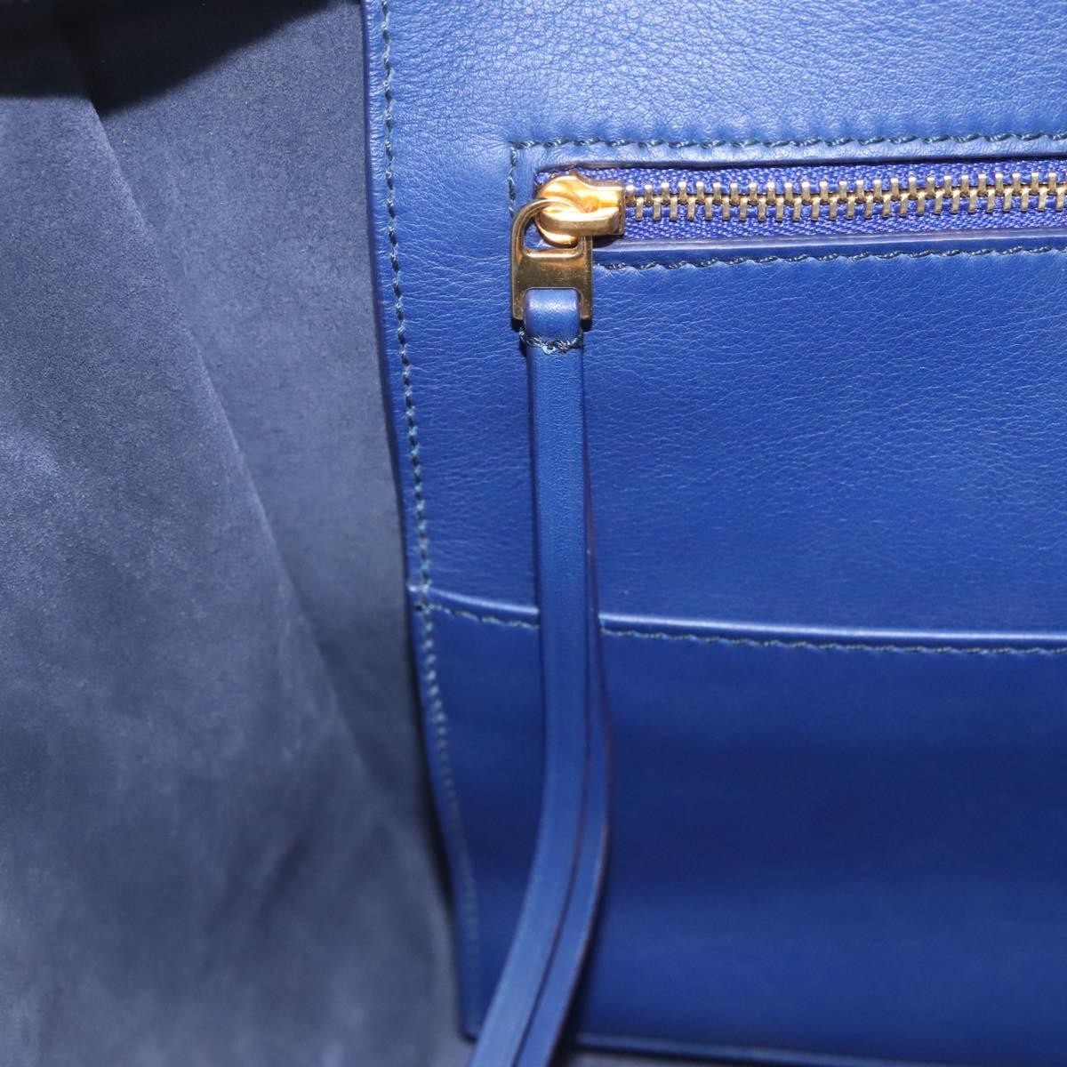 Celine Tie Knot Tote Smooth Leather, NAVY, LEATHER, Handbag