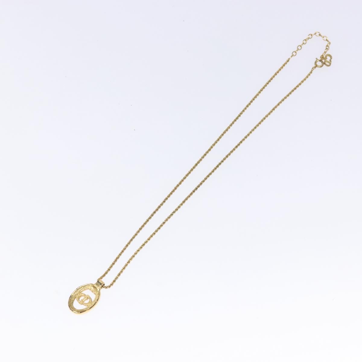 Christian Dior CD Round Pendant Necklace Metal and Crystals, GOLD, METAL, Necklace