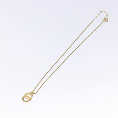 Christian Dior CD Round Pendant Necklace Metal and Crystals, GOLD, METAL, Necklace