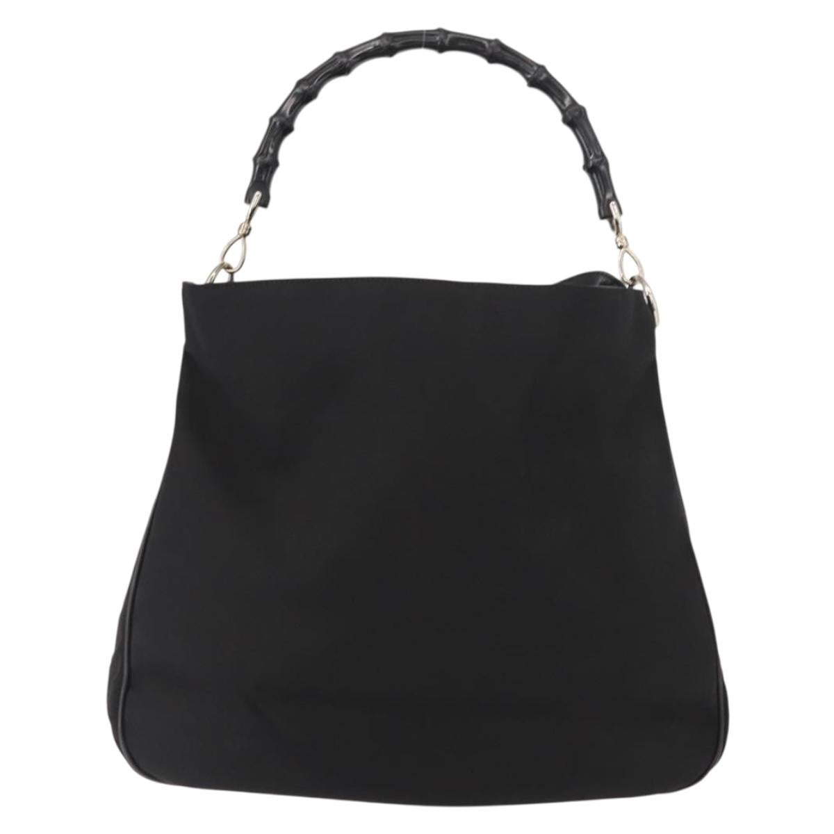 Gucci Vintage Bamboo Handle Open Hobo Nylon, BLACK, NYLON, Tote bag