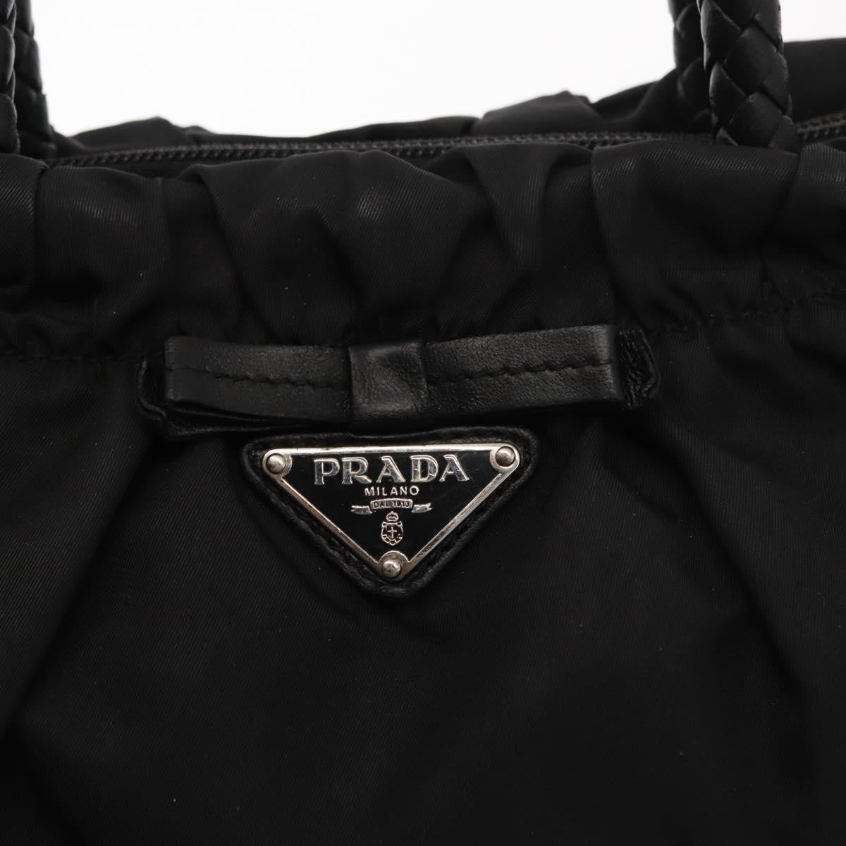 Prada Bow Convertible Tote Tessuto, BLACK, NYLON, Handbag