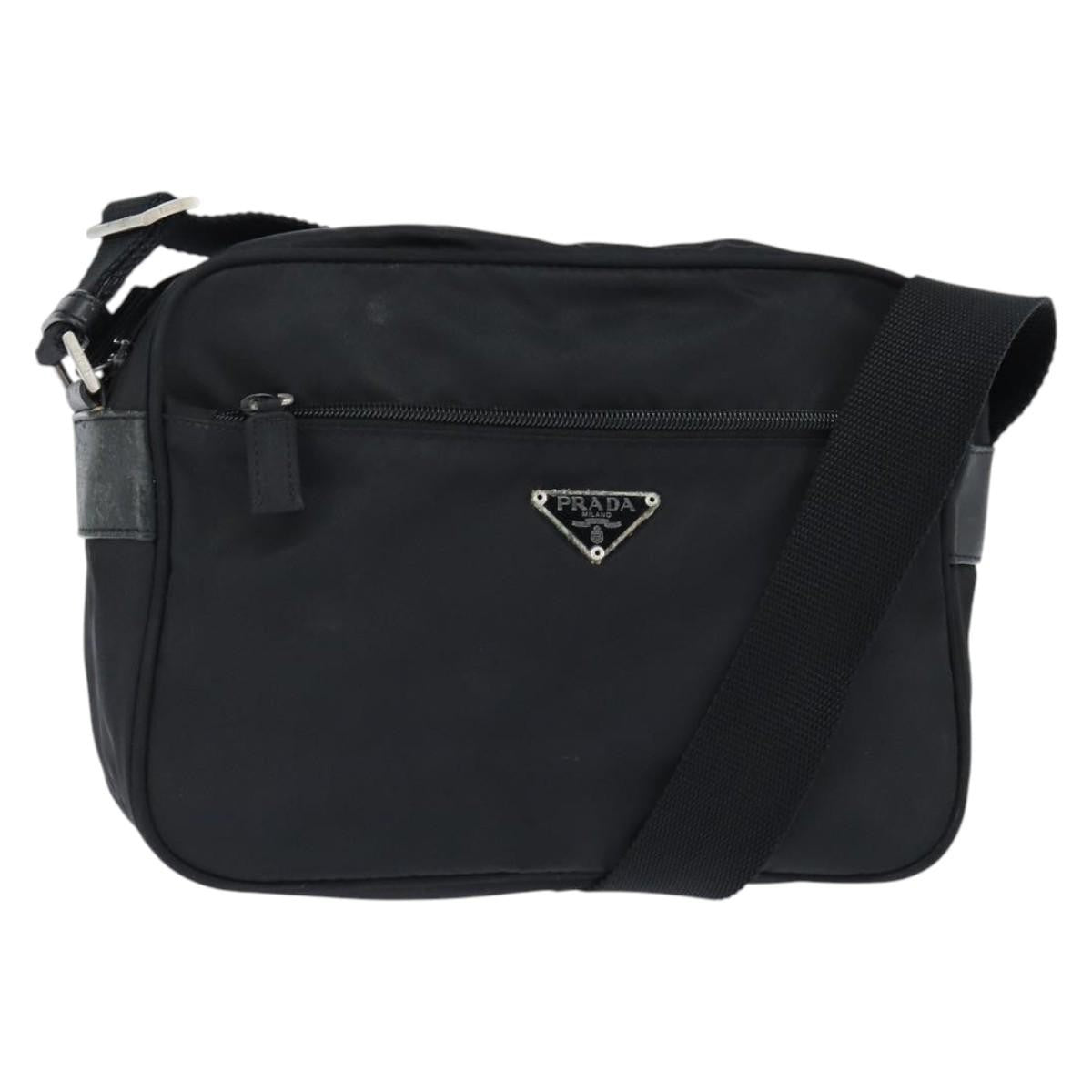 Prada Front Pocket Camera Bag Tessuto, BLACK, NYLON, Shoulder bag